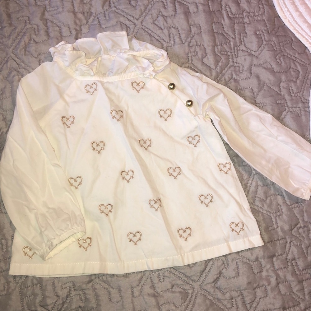 Janie and Jack Heart Embroidered Blouse